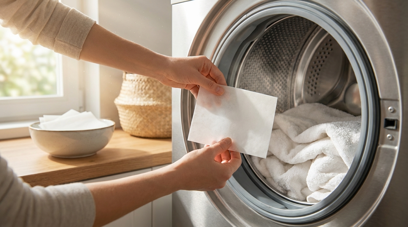 Wasstrip in de wasmachine leggen